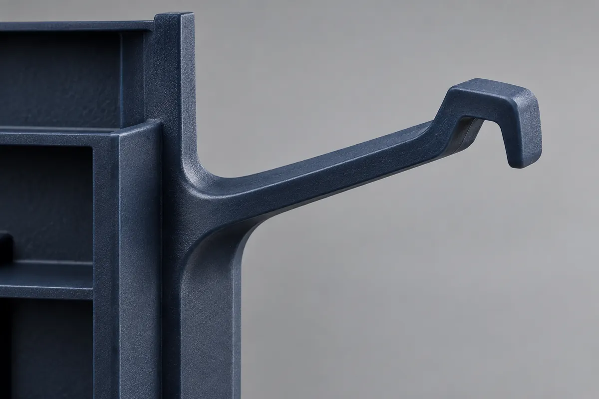Conceptual close-up of a molded clip beam blending into its supporting wall