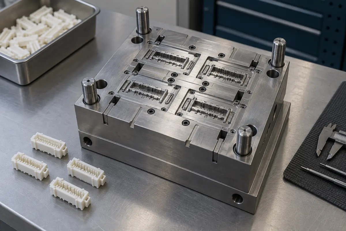 Four-cavity tool insert concept for small terminal carriers