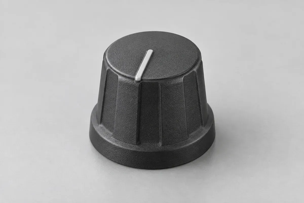 Fine molded texture and an index feature on a plastic control knob
