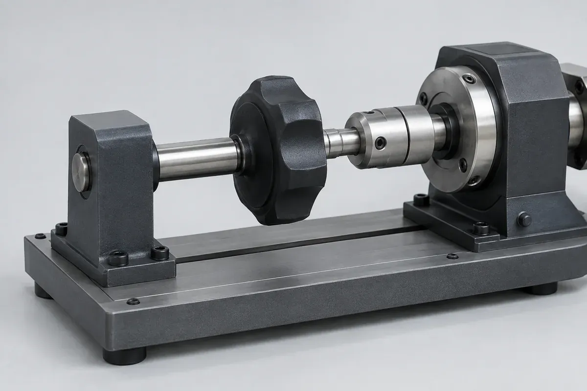 Plastic control knob mounted in a neutral shaft-support inspection fixture