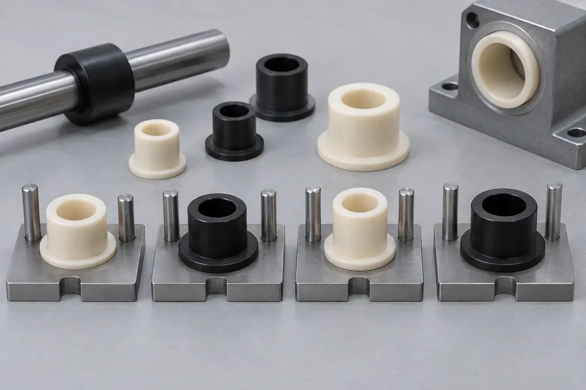 Bushing samples individually supported beside plain dimensional pins