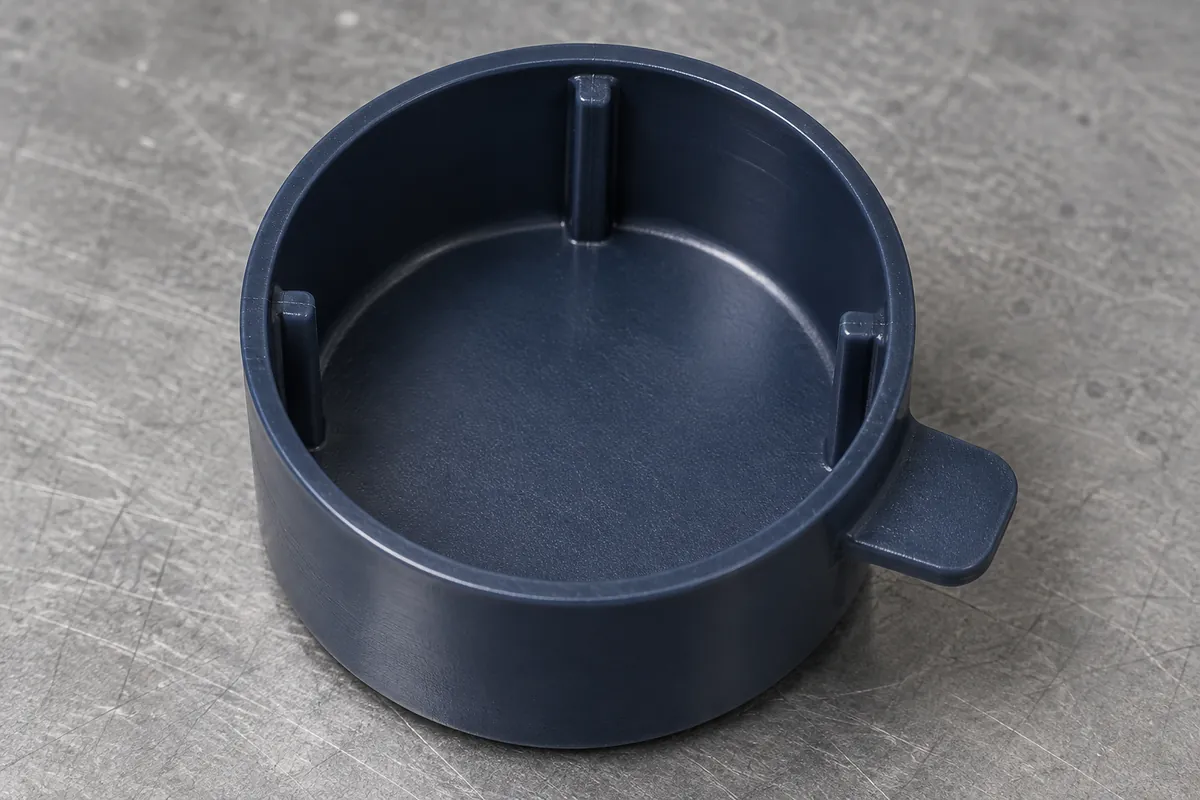 Internal cap ribs and a wide removal tab