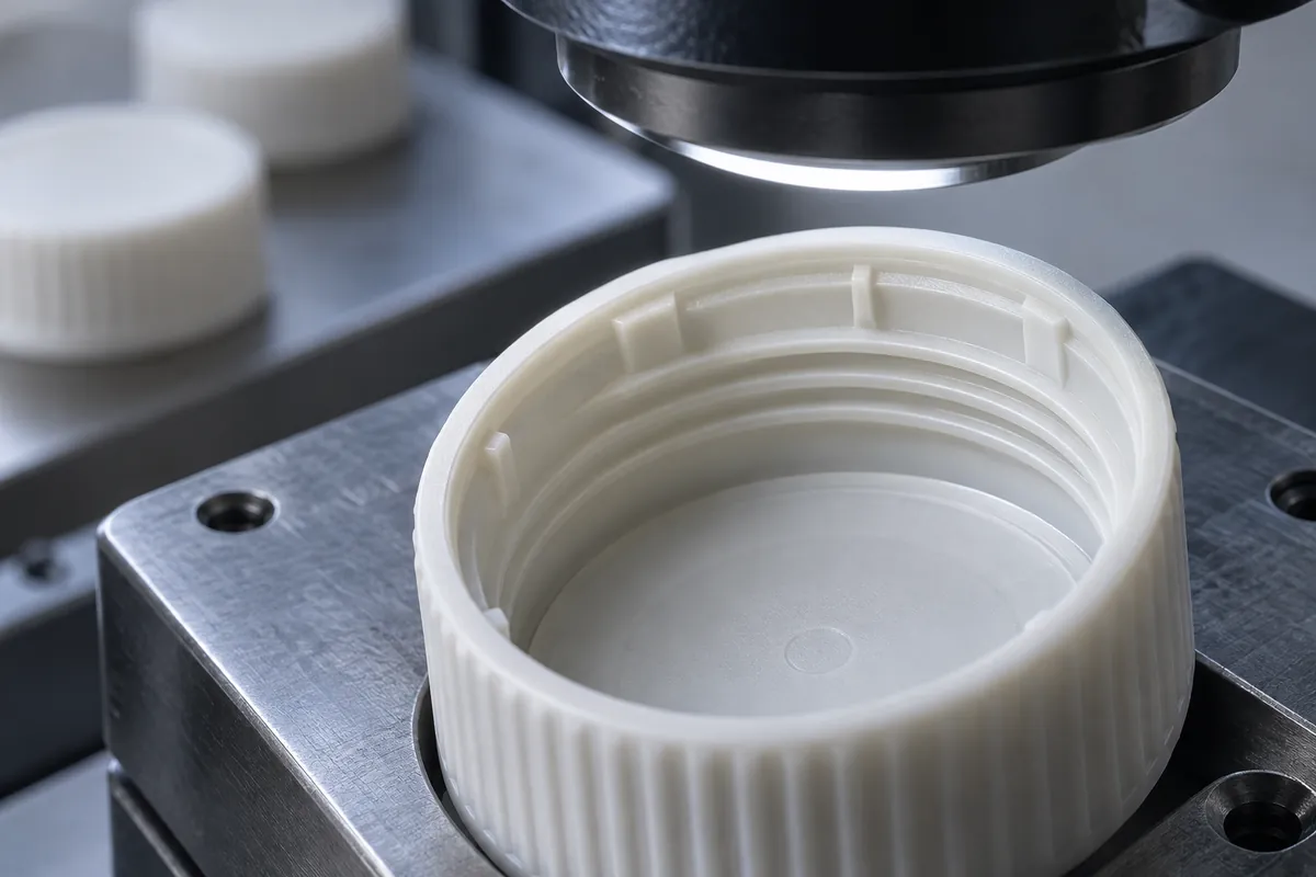 Cap inner lip viewed beneath an inspection lens