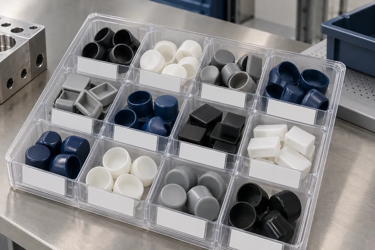 Separate protective samples in partitioned packaging with blank label areas