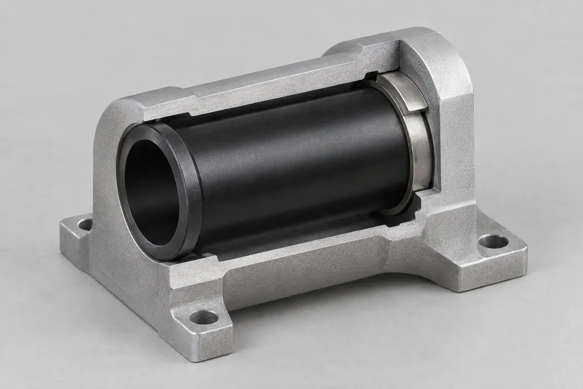 Straight sleeve in a cutaway housing with a separate axial shoulder