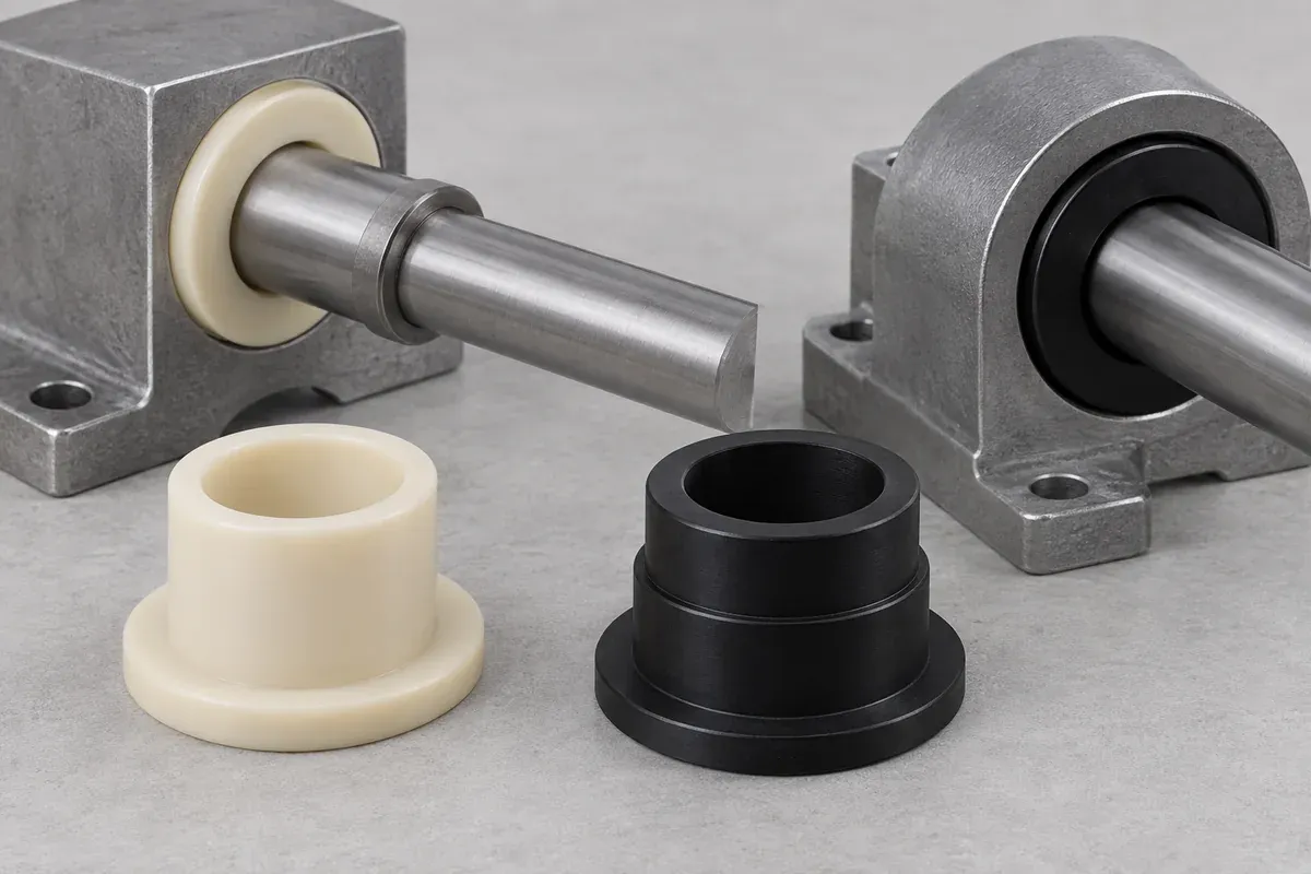 Two bushing concepts arranged with a shaft and locating shoulder