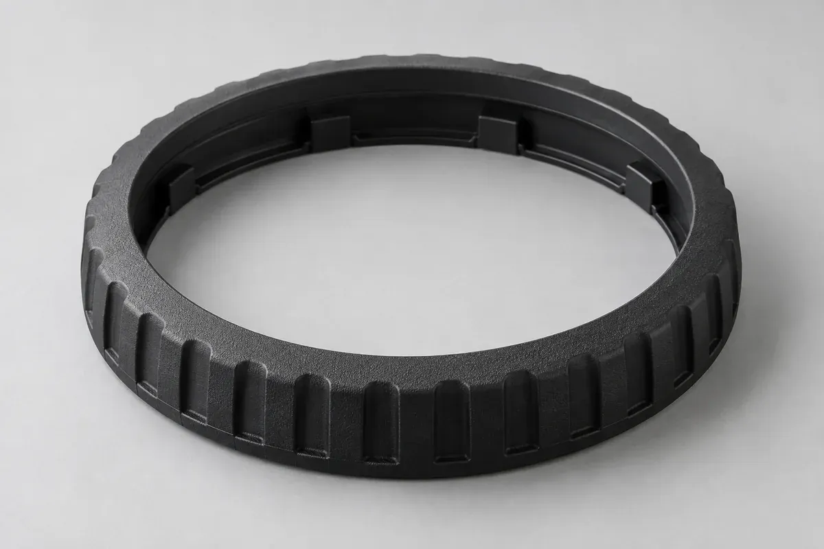 Soft textured grip ring used to illustrate an overmolded knob contact zone