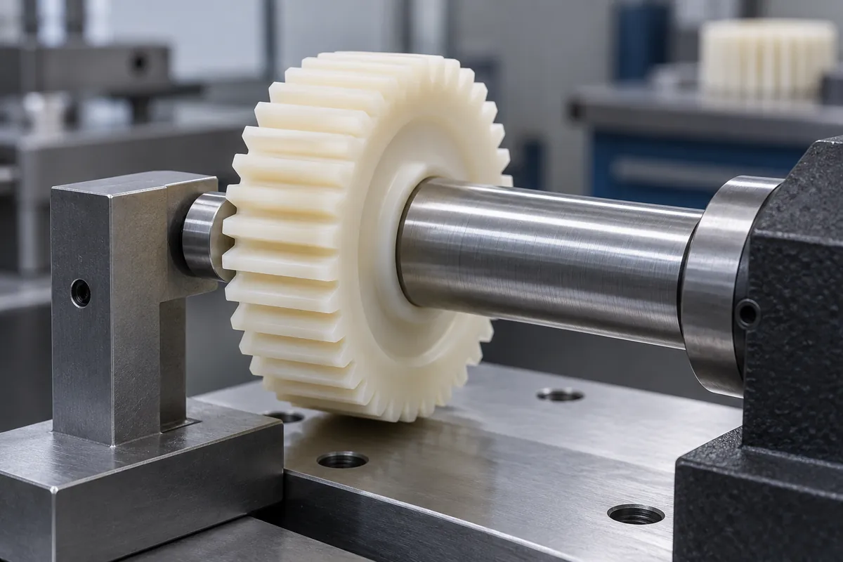 Molded gear bore aligned on a smooth inspection mandrel