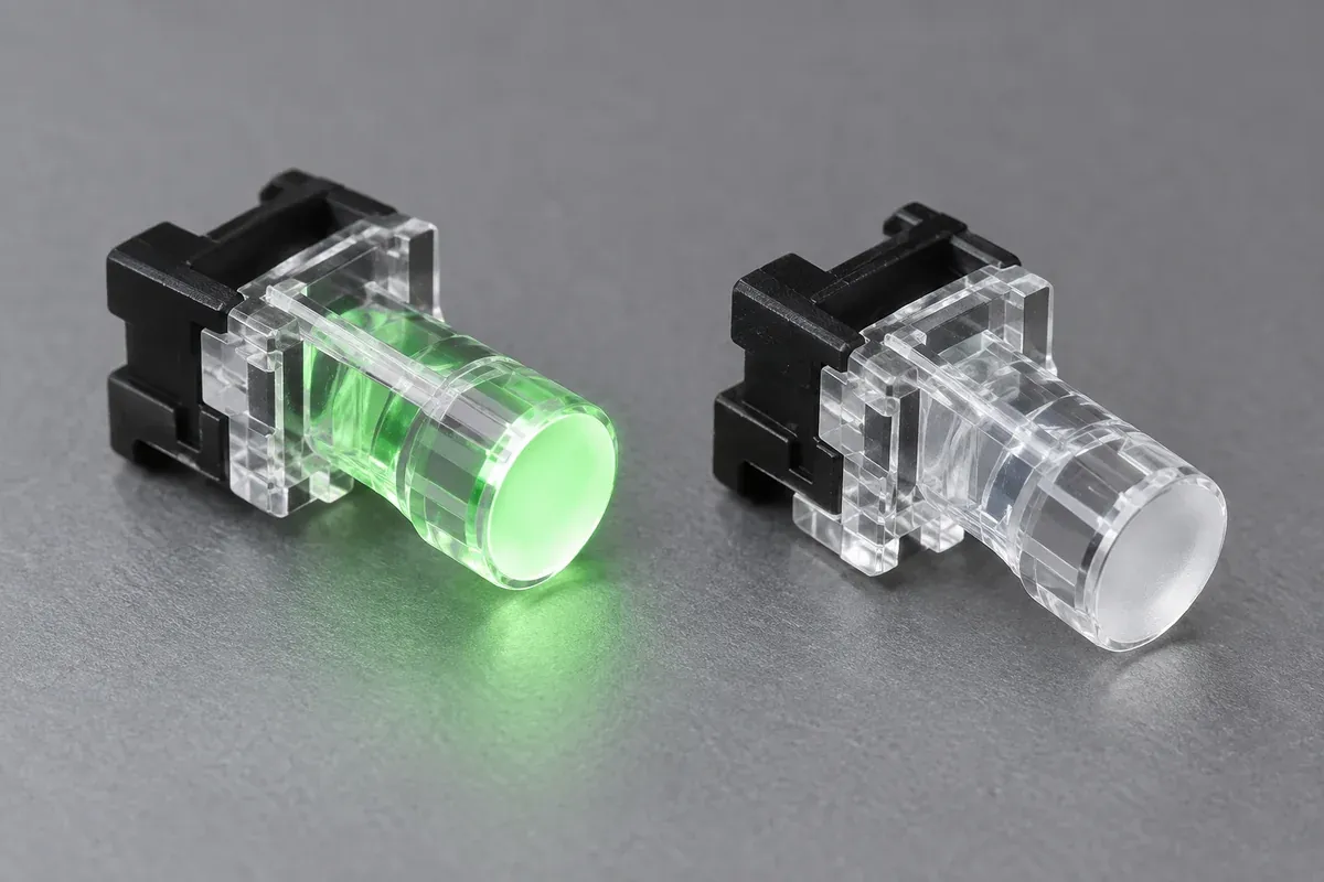 Light-pipe module retained in a plain repeatable viewing fixture