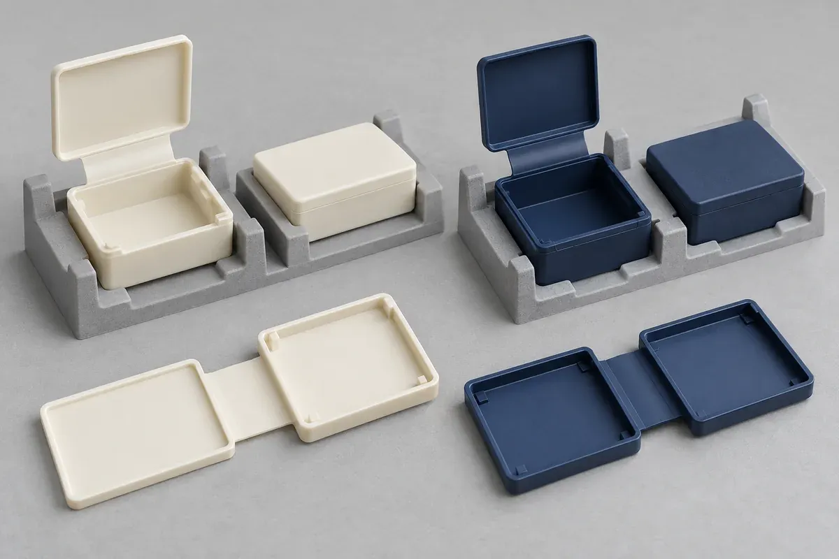 Separate hinge-cover samples in individual fixture nests