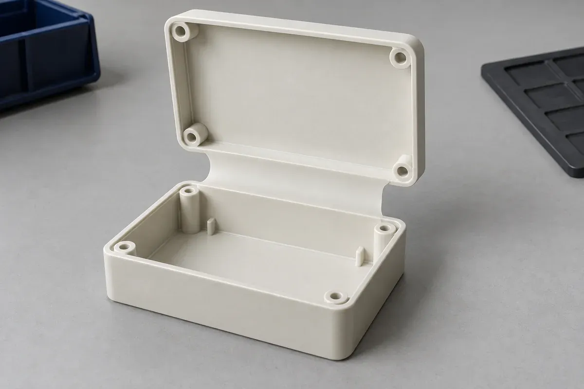 Open one-piece molded access cover with an integral thin flexible web