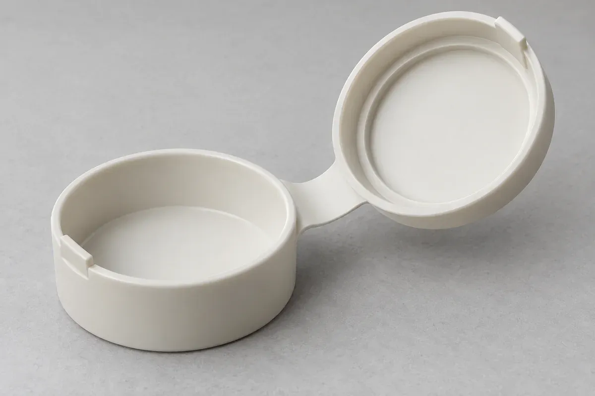 Smooth radius connecting a thin web to a thicker molded lid