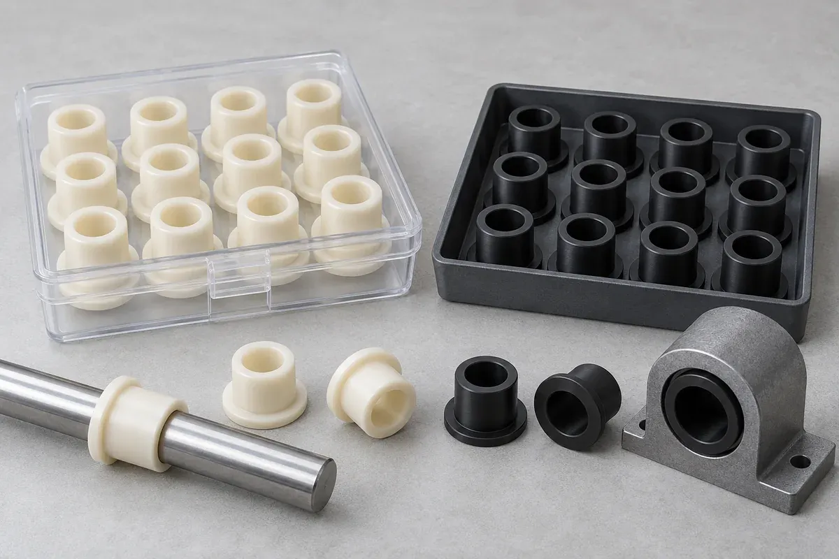 Bushing specimens in a closed container beside a separate open tray