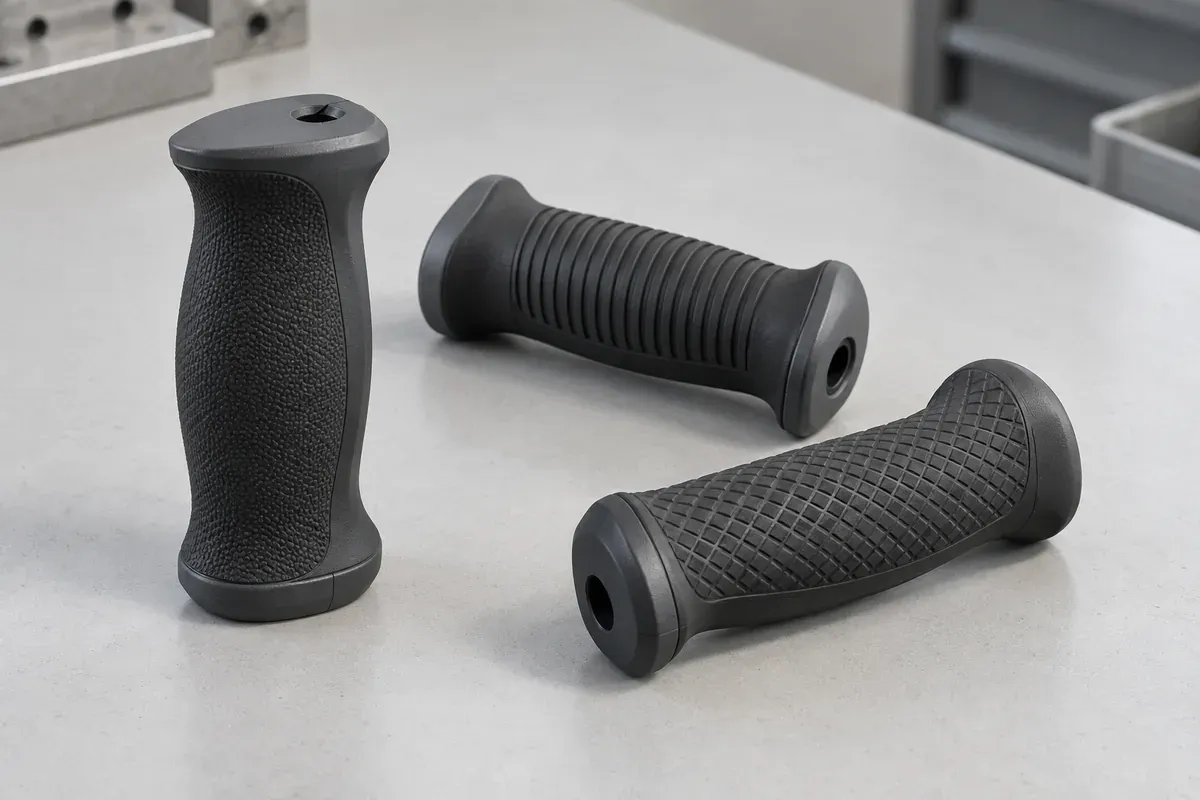 AI-generated illustration of soft overmolded grips for material and surface selection
