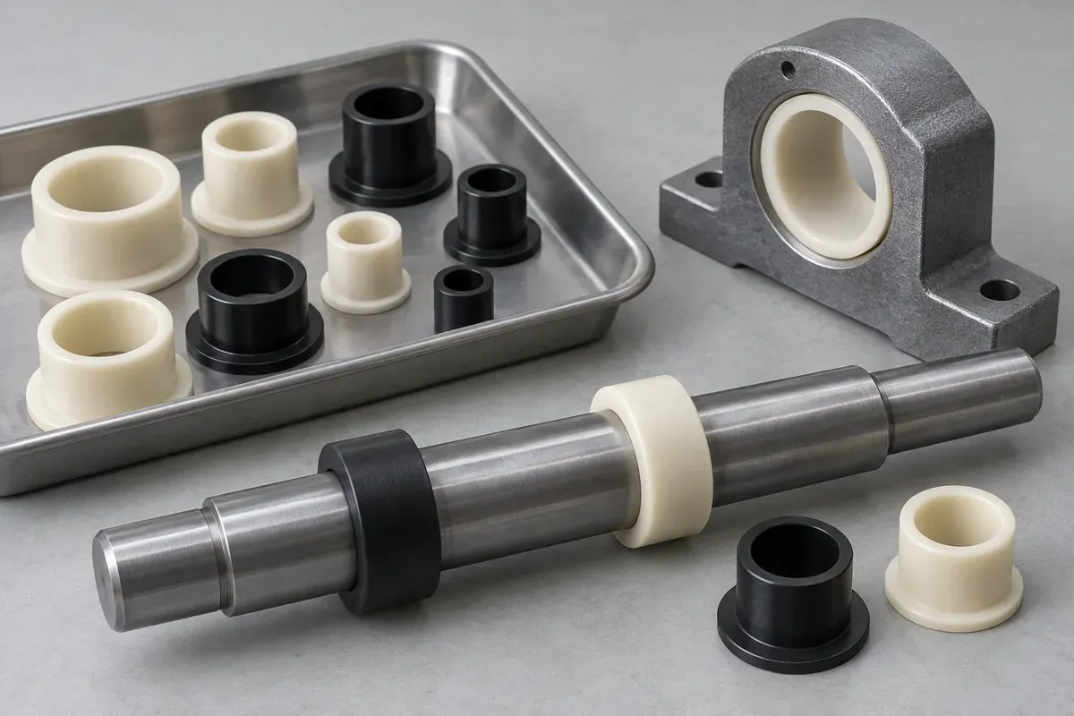 Bushing and shaft laid out beside a clean inspection tray