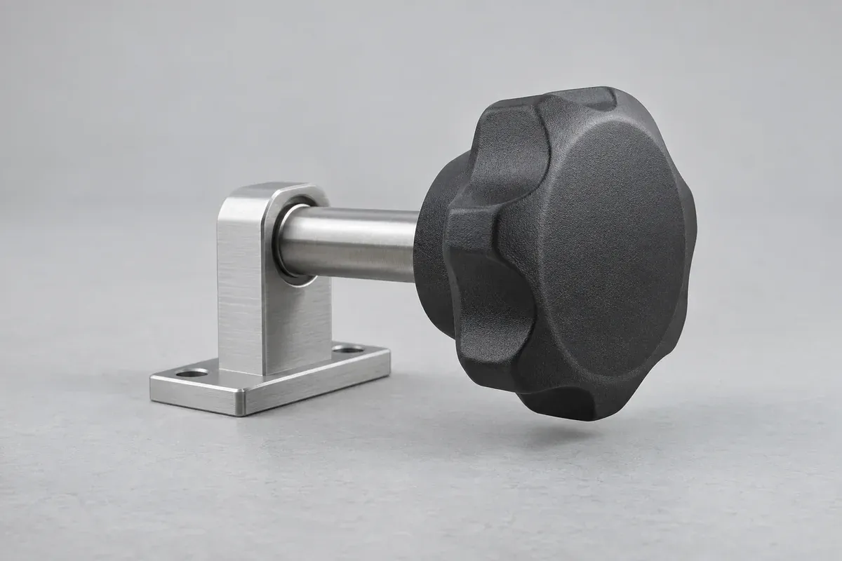 Plastic knob mounted on a shaft supported independently from its grip surface