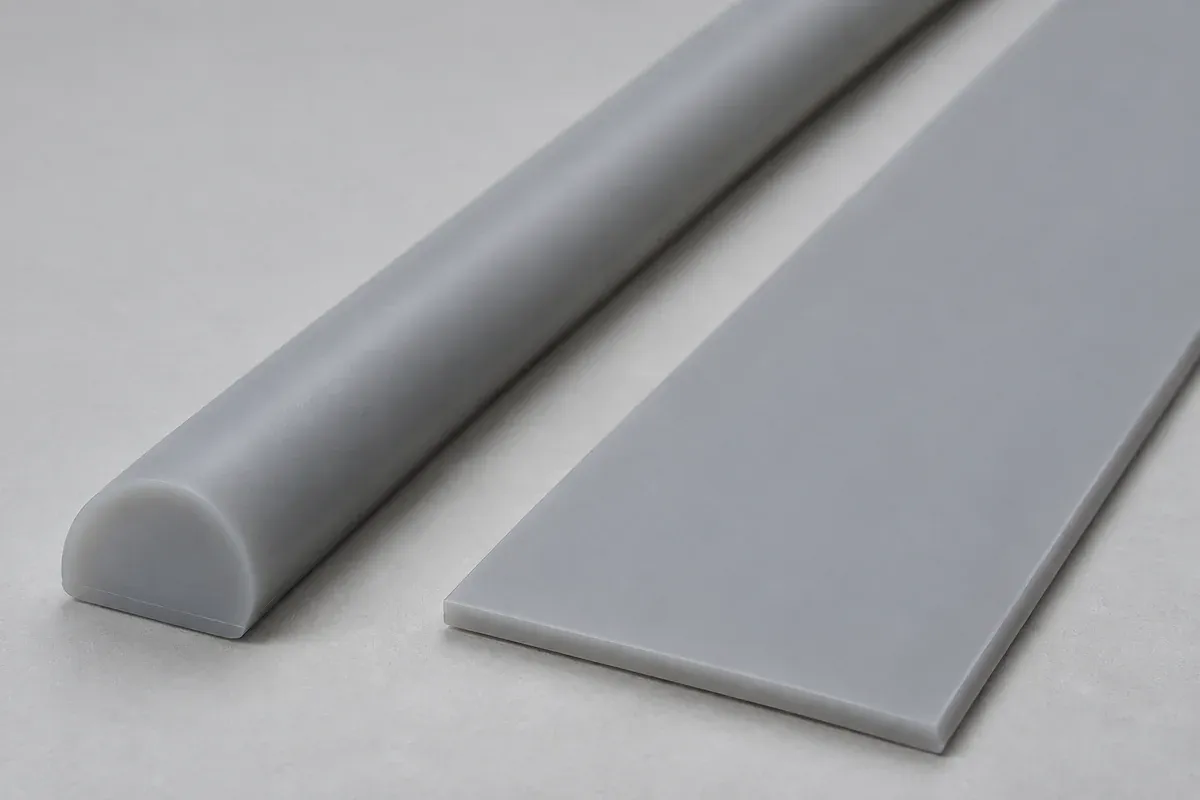 Raised silicone bead beside a broad flat silicone strip