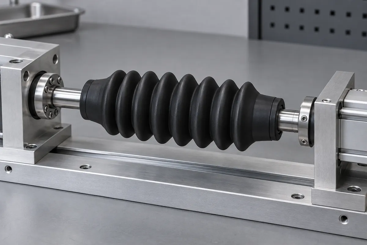 Coaxial bellows held in linear reciprocating fixture