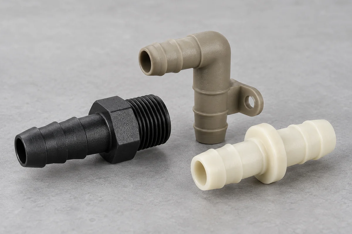 Three molded connector configurations with different opposite-end interfaces