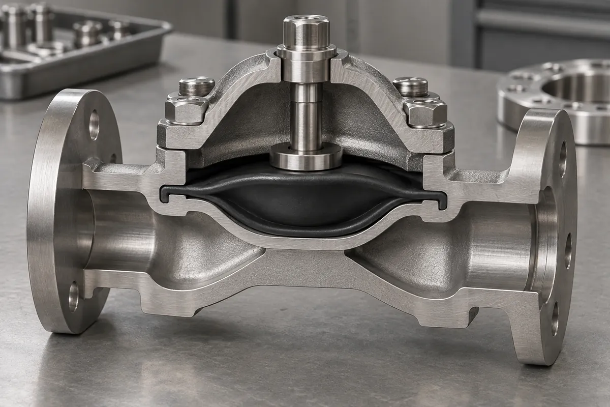 Sectioned housing flange with diaphragm bead compressed between lands