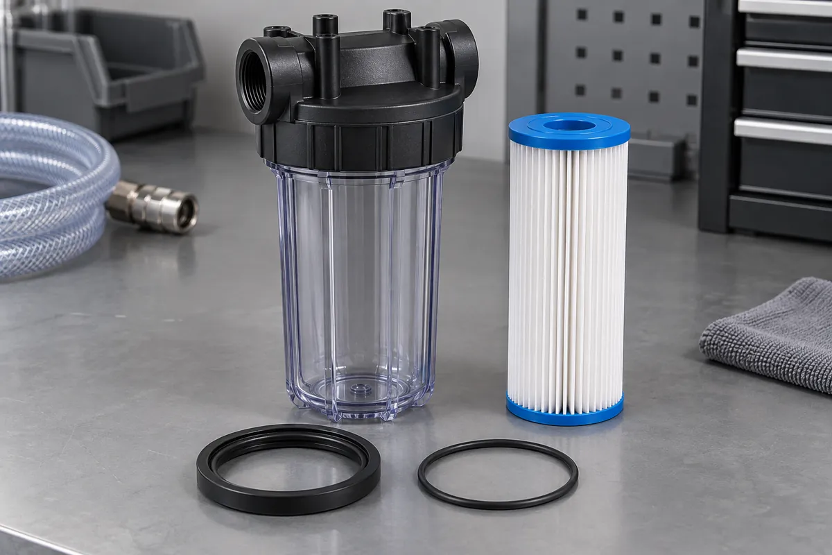 Filter bowl with separate cartridge and two end seals