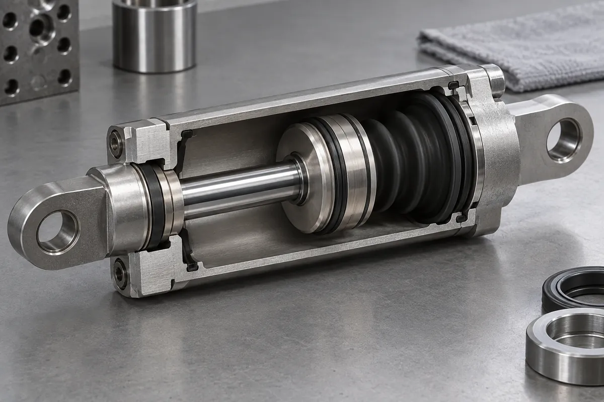 Rolling diaphragm fold between piston and cylindrical housing in section
