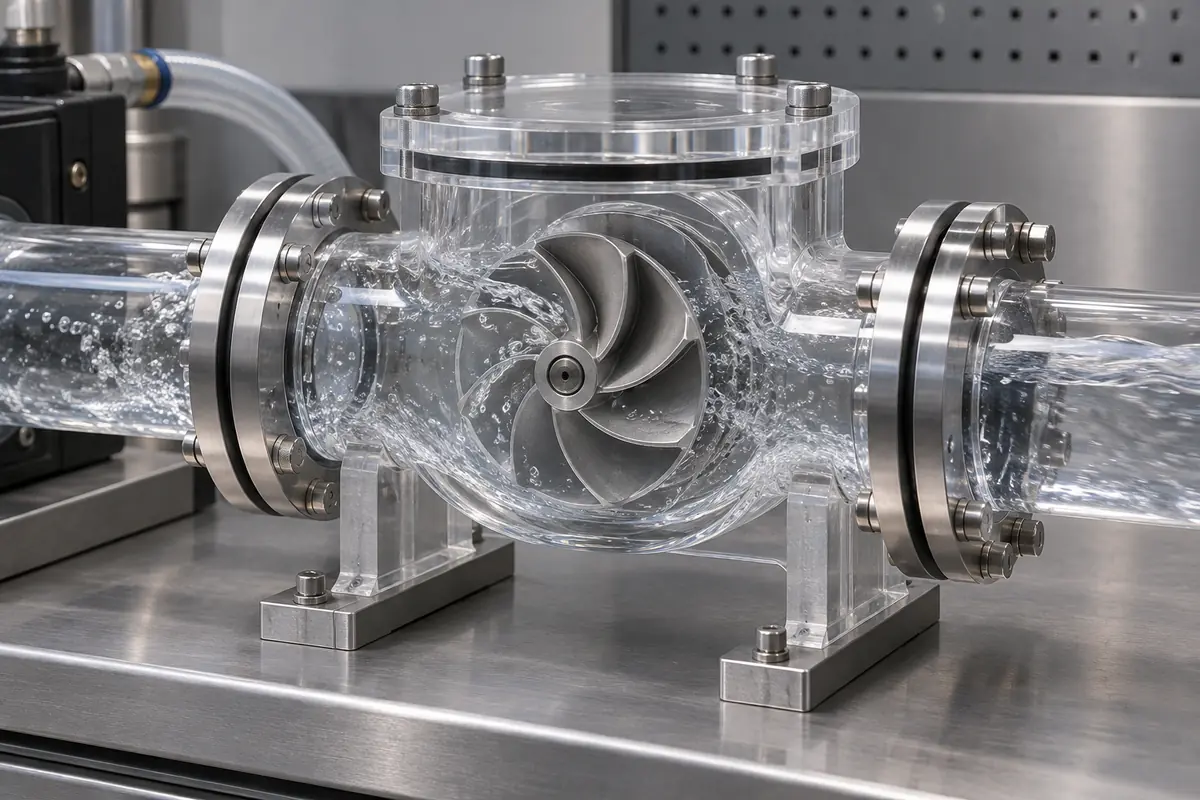 Impeller sample in a clear water circulation fixture