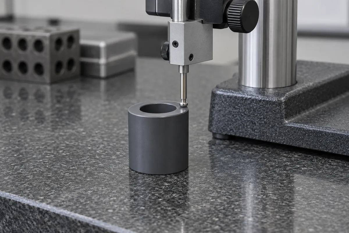 Height-comparator contact positioned on the annular end face of a dark plastic spacer