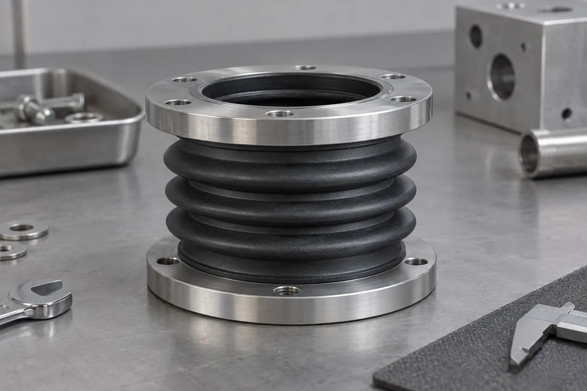 Compressed bellows showing remaining clearance between folds