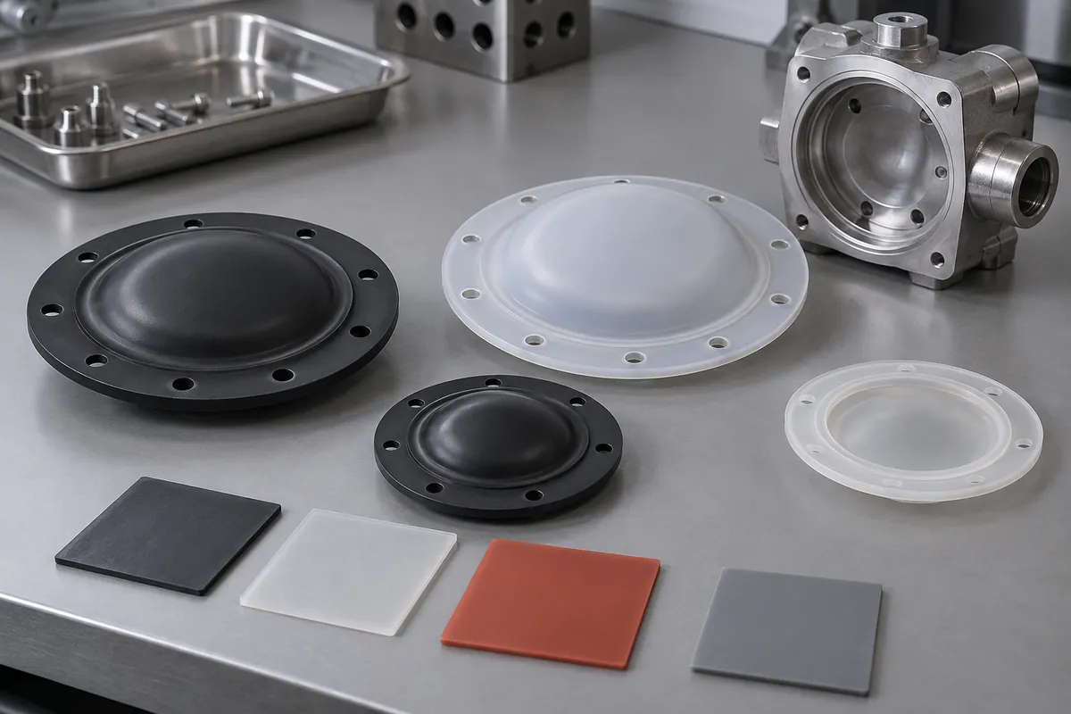 Separate silicone material coupons and complete diaphragm samples