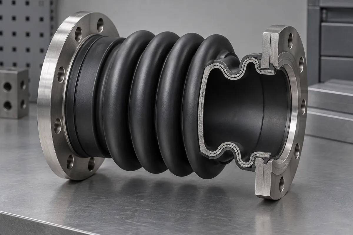 Sectioned sealed bellows showing internal enclosed air space