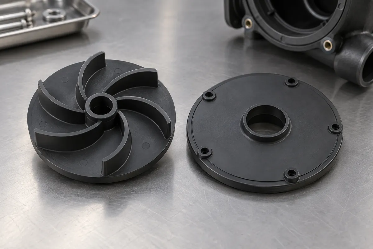 Separated rear blade body and front cover at concentric weld joint