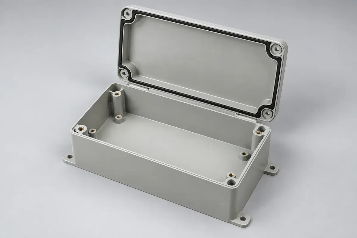 Open enclosure design showing a perimeter seal and distributed fastening positions