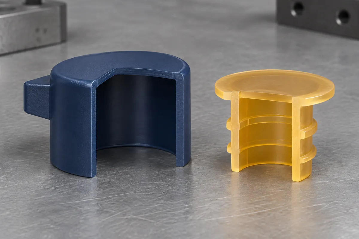 Sectioned external cap and internal plug concepts showing different contact regions
