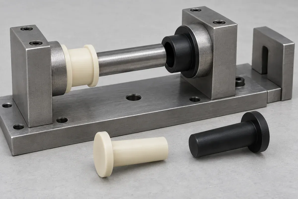 Plastic bushing and shaft concepts supported in a simple assembly inspection fixture
