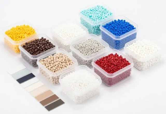 Large part plastic injection molding materials and plastic resin pellets