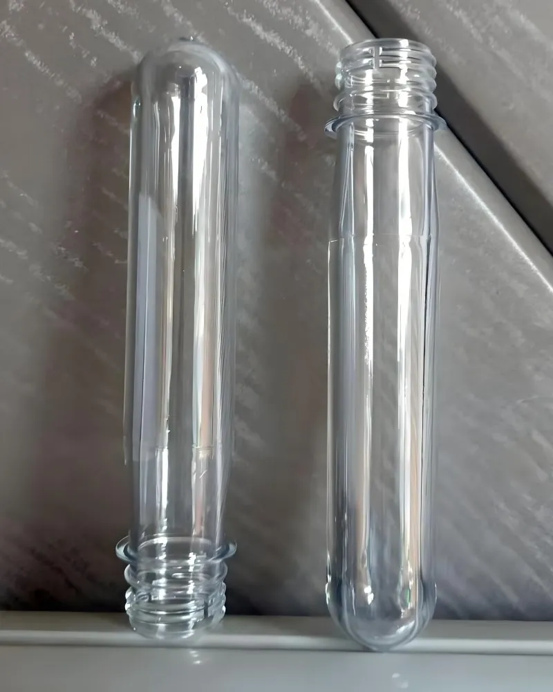 Transparent PET injection molded bottles