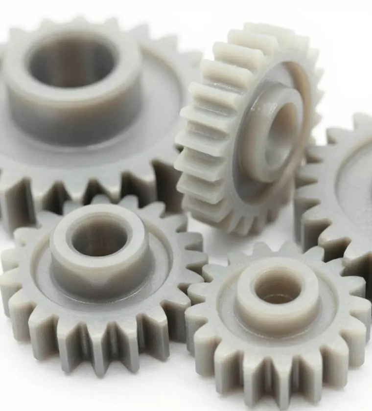 PA Nylon injection molded gears demonstrating the material's strength and precision