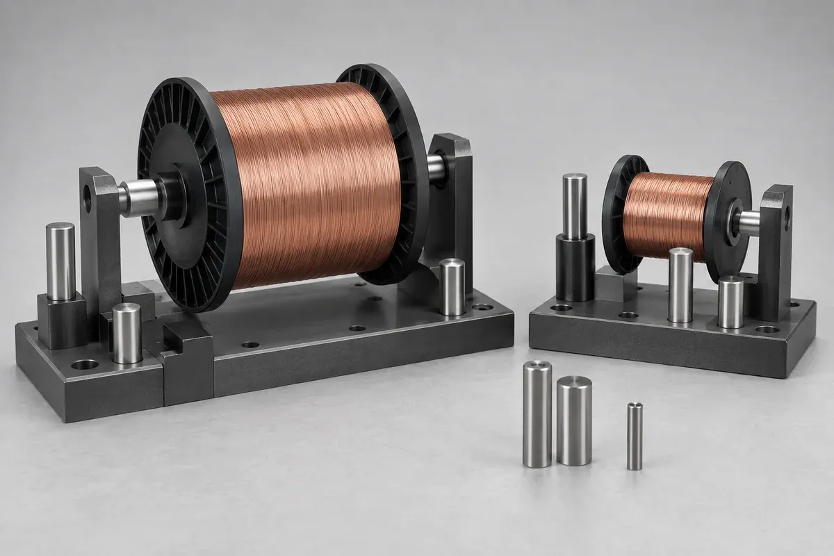 Bobbin and winding-support concepts arranged beside an inspection fixture