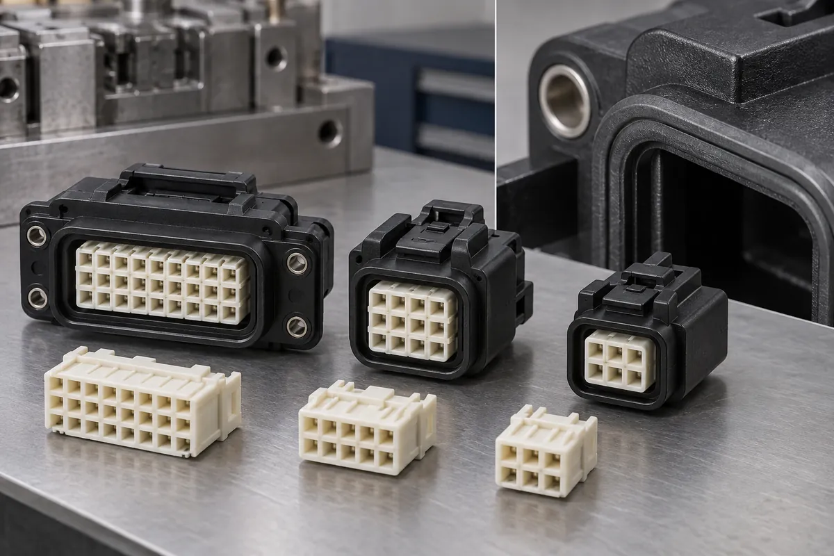 Outer land and retaining shoulder on a molded connector body