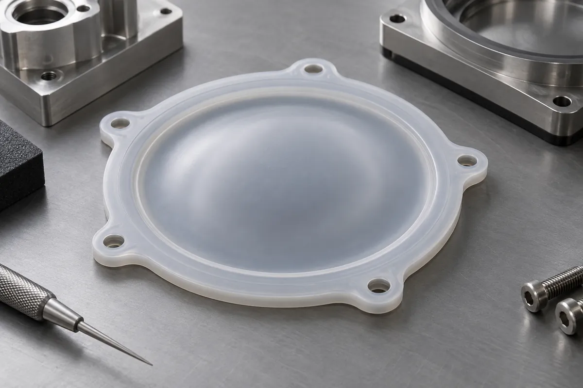 Macro thin silicone membrane blending into thick peripheral bead