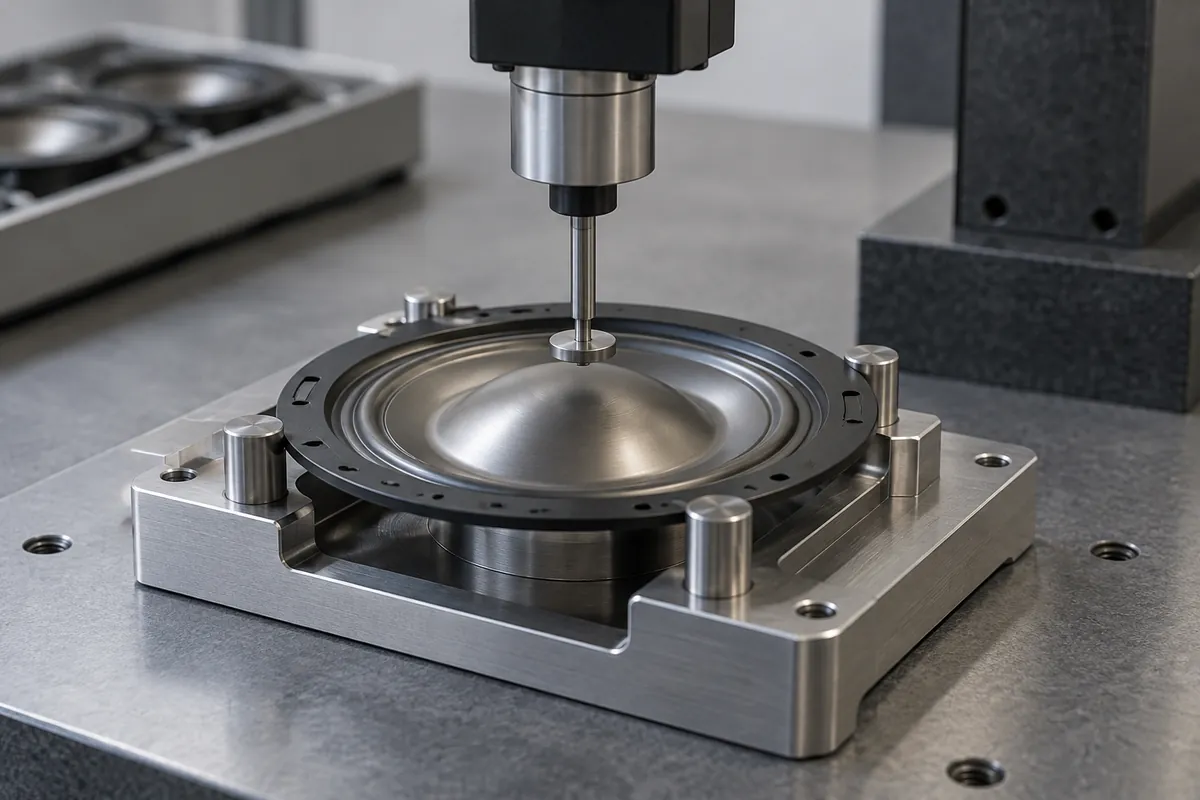Diaphragm on supported inspection nest under thickness probe