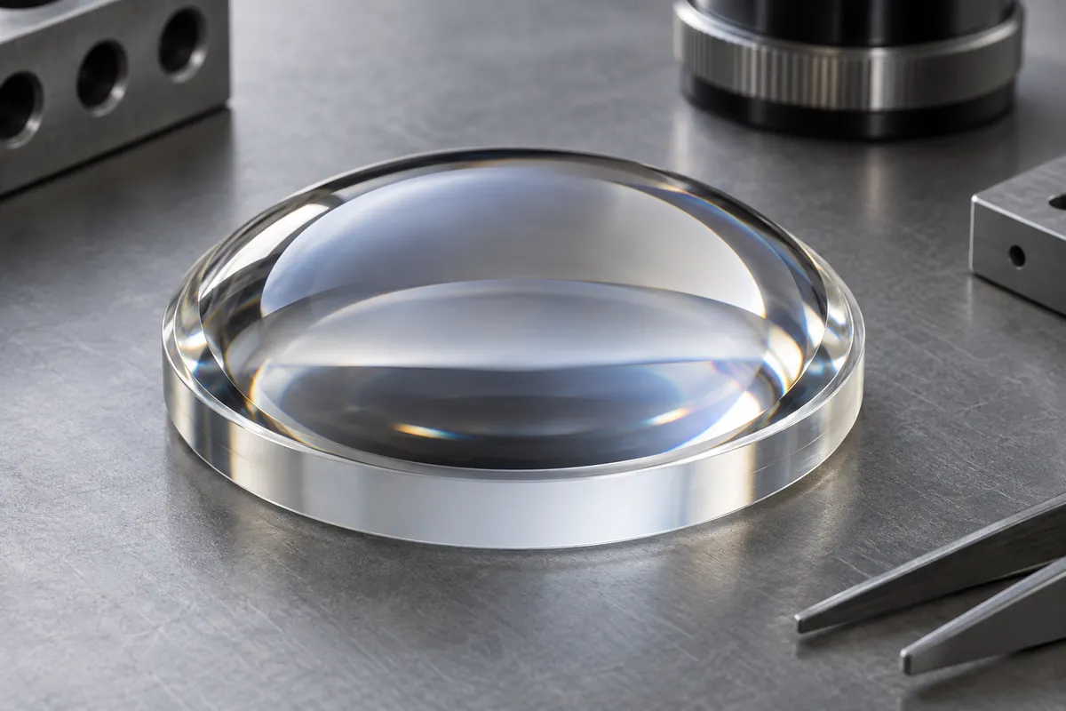 Macro of convex transparent lens optical surface