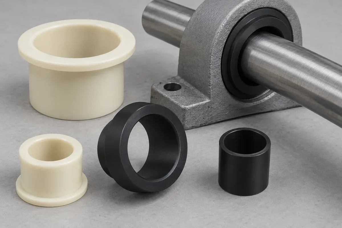 Plastic bushing entry showing its bore and lead-in region
