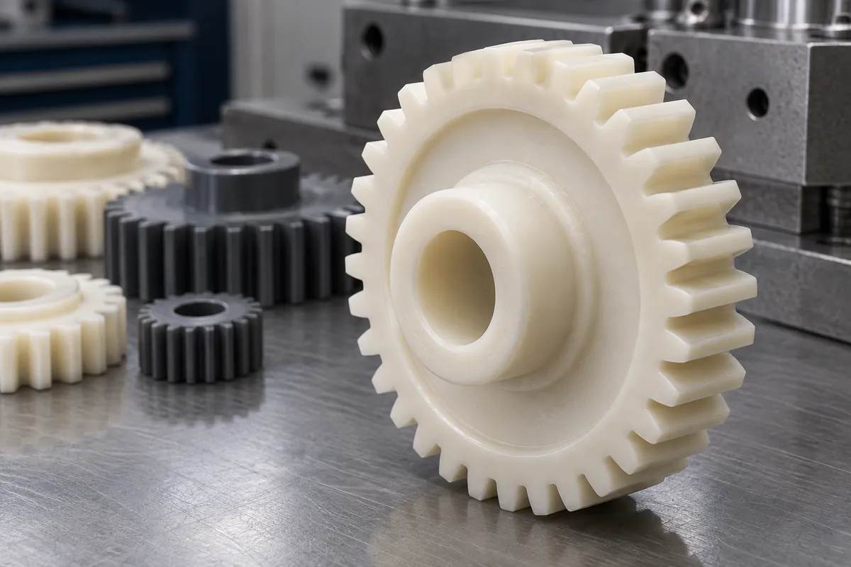 Ivory spur gear with straight teeth and a stepped hub