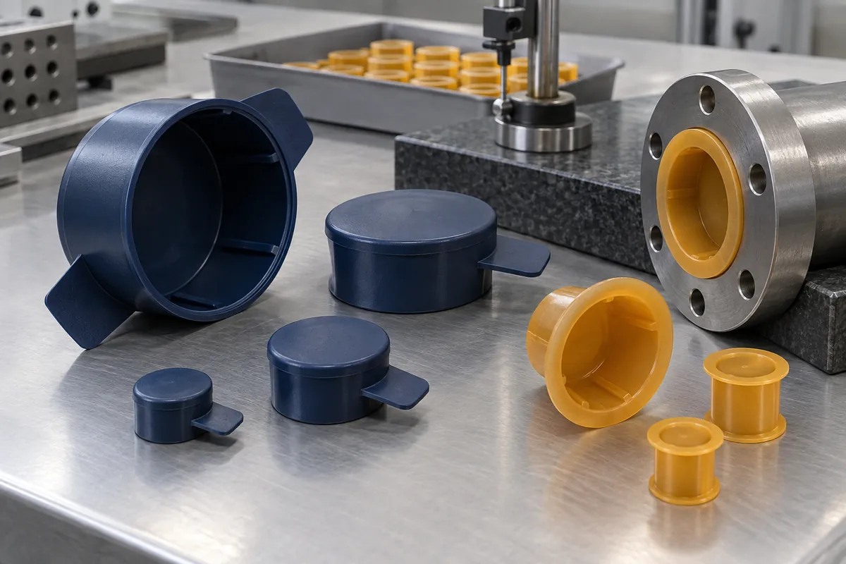 Cap and plug samples beside inspection equipment