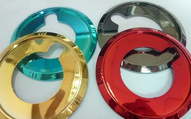 Electroplated injection molded plastic trim rings