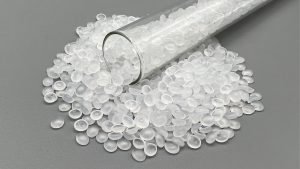 A pile of translucent UHMW pellets